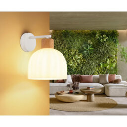 Luminosa Lighting Luminosa Swanson Dome Wall Lamp Matt White, Glass Opal Shades, E27 - thumbnail 2