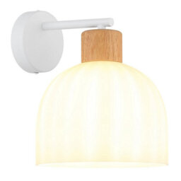 Luminosa Lighting Luminosa Swanson Dome Wall Lamp Matt White, Glass Opal Shades, E27 - thumbnail 1
