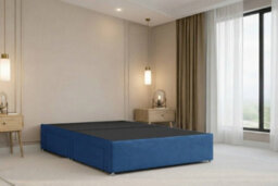 "Nexus Windsor Plush Divan, Navy, 54"" Winged Hb, No Drawers, Open Coil Mattress, Double" - thumbnail 4