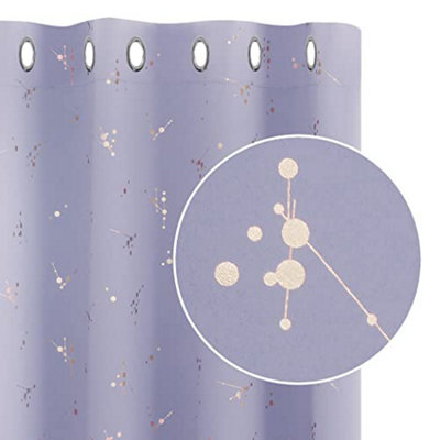 Deconovo Light Purple Curtains, Eyelet Blackout Curtains, Gold Constellation Printed Curtains For Living Room 66 X 90 Inch, 1 Pair - image 1