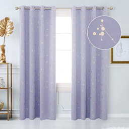 Deconovo Light Purple Curtains, Eyelet Blackout Curtains, Gold Constellation Printed Curtains For Living Room 66 X 90 Inch, 1 Pair - thumbnail 2