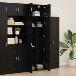 Berkfield Storage Cabinet Black Oak 70X42.5X225 Cm Engineered Wood - thumbnail 4