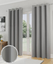 Enhanced Living Nightfall Plain Supersoft Grey Thermal Blockout Eyelet Curtains (Pair) - 66 X 54 Inch (168 X 137Cm) - thumbnail 1
