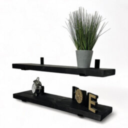 Mkgt Handcrafted Rustic Wooden Floating Shelves, Solid Wood, Made In Uk Wall Mounted Shelf (Black Set Of 2, 70Cm) - thumbnail 7