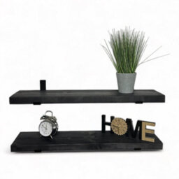 Mkgt Handcrafted Rustic Wooden Floating Shelves, Solid Wood, Made In Uk Wall Mounted Shelf (Black Set Of 2, 70Cm) - thumbnail 6