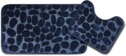 Mantraraj Memory Foam Soft Bath Mat Set 2 Piece Bathroom Contour Rug Non Slip Washable Bath Shower Mat (Navy) - thumbnail 1