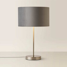 Valuelights Charles Brushed Chrome Table Lamp With Metallic & Grey Velvet Shade - thumbnail 6