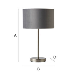 Valuelights Charles Brushed Chrome Table Lamp With Metallic & Grey Velvet Shade - thumbnail 8