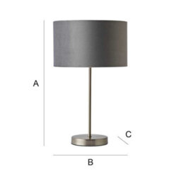 Valuelights Charles Brushed Chrome Table Lamp With Metallic & Grey Velvet Shade - thumbnail 9