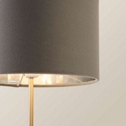 Valuelights Charles Brushed Chrome Table Lamp With Metallic & Grey Velvet Shade - thumbnail 3