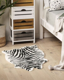 Beliani Faux Fur Rug Nambung White Black 60 X 90 Cm - thumbnail 2