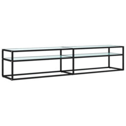 Berkfield Tv Cabinet White Marble 200X40X40.5 Cm Tempered Glass - thumbnail 2