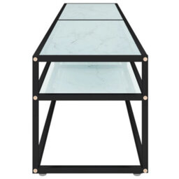 Berkfield Tv Cabinet White Marble 200X40X40.5 Cm Tempered Glass - thumbnail 4