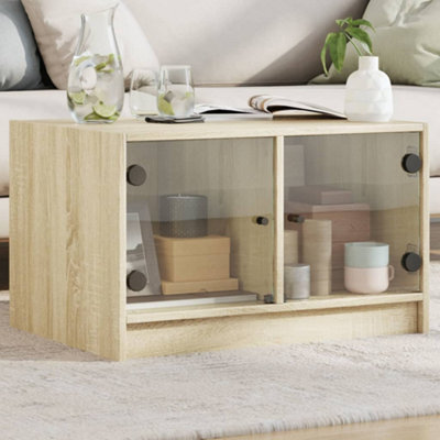 Berkfield Coffee Table With Glass Doors Sonoma Oak 68X50X42 Cm - image 1