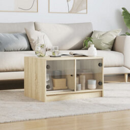 Berkfield Coffee Table With Glass Doors Sonoma Oak 68X50X42 Cm - thumbnail 3