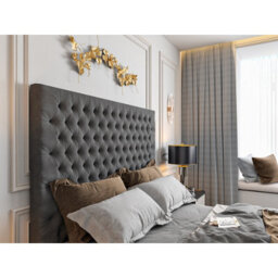Capella Upholstered Soft Velvet  Grey Tv Bed Frame - thumbnail 3