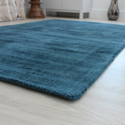 Teal Handmade , Luxurious , Modern , Plain Easy To Clean Viscose Rug For Living Room, Bedroom - 66 X 240 (Runner) - thumbnail 2