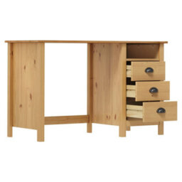 Berkfield Stylish Desk Hill Range With 3 Drawers 120X50X74 Cm Solid Pine Wood - thumbnail 3