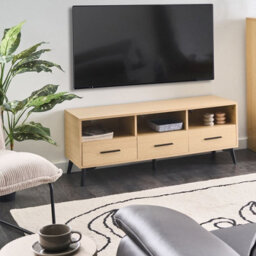 Wyld and Coco Lumahome Tv Stand, Light Brown Mdf, Modern Cable Management, W120 X D35 X H45Cm - thumbnail 2