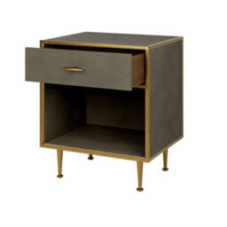Wyld Haus Verona Taupe Shagreen Bedside Table With Brushed Gold Trim - thumbnail 4