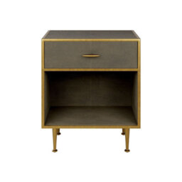 Wyld Haus Verona Taupe Shagreen Bedside Table With Brushed Gold Trim - thumbnail 3