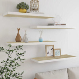 Vidaxl Floating Wall Shelves 4 Pcs Oak And White 80X23.5X3.8 Cm Mdf - thumbnail 1