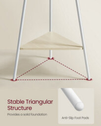 LEDREM Rack Stand, Coat Tree, Hall Tree Free Standing, Industrial Style, With 2 Shelves, Natural Beige And Pearl White - thumbnail 6