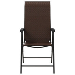Berkfield Folding Garden Chairs 8 Pcs Brown Poly Rattan - thumbnail 5