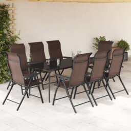 Berkfield Folding Garden Chairs 8 Pcs Brown Poly Rattan - thumbnail 3