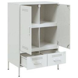 Berkfield Highboard White 68X39X101.5 Cm Steel - thumbnail 9