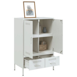 Berkfield Highboard White 68X39X101.5 Cm Steel - thumbnail 5