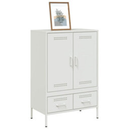 Berkfield Highboard White 68X39X101.5 Cm Steel - thumbnail 4