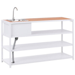 Beliani Outdoor Kitchen Island With Sink Avetrana Metal Brown/ White - thumbnail 5