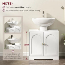 Under Sink Bathroom Cabinet With 2 Arch Doors And Adjustable Shelf - thumbnail 3