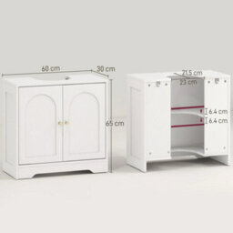 Under Sink Bathroom Cabinet With 2 Arch Doors And Adjustable Shelf - thumbnail 2