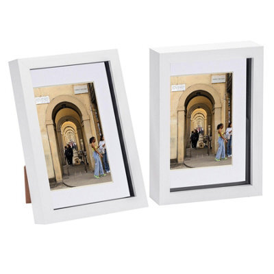 "Nicola Spring A5 (6 X 8"") Photo Frames - White/white Mount - 3D Picture Frame Box Portrait Display Case (23.5 X 17Cm) Set Of 2" - image 1