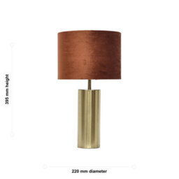 First Choice Lighting Amber - Gold Touch Operated 40Cm Table Lamp Burnt Orange Velvet Shade - thumbnail 5