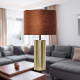 First Choice Lighting Amber - Gold Touch Operated 40Cm Table Lamp Burnt Orange Velvet Shade - thumbnail 3
