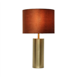 First Choice Lighting Amber - Gold Touch Operated 40Cm Table Lamp Burnt Orange Velvet Shade - thumbnail 2