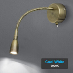 Long Life Lamps Company Led Indoor Bedside Reading Wall Light 2W 6000K Antique Brass H3143 - thumbnail 5