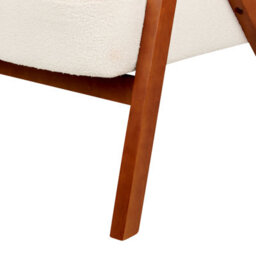 Beliani Off-White Bouclé Armchair With Rubberwood Legs, Compact Modern Accent Chair - thumbnail 8
