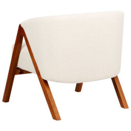 Beliani Off-White Bouclé Armchair With Rubberwood Legs, Compact Modern Accent Chair - thumbnail 6