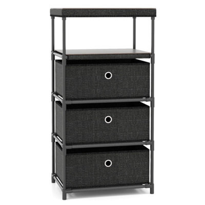 Black Wood Top Industrial Fabric Storage Tower - image 1