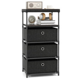 Black Wood Top Industrial Fabric Storage Tower - thumbnail 3