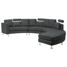 Wyld And Coco Curved Modular 7-Seater Sofa With Adjustable Headrests And Ottoman, Grey - thumbnail 3