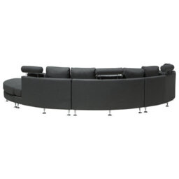 Wyld And Coco Curved Modular 7-Seater Sofa With Adjustable Headrests And Ottoman, Grey - thumbnail 5