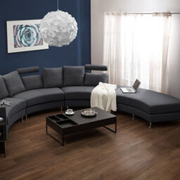 Wyld And Coco Curved Modular 7-Seater Sofa With Adjustable Headrests And Ottoman, Grey - thumbnail 2