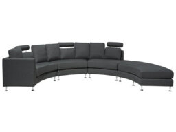 Wyld And Coco Curved Modular 7-Seater Sofa With Adjustable Headrests And Ottoman, Grey - thumbnail 1