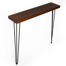 Toolty Rustic Handmade Console Table, Wall Mounted, 50Cm X 22.5Cm , Dark Oak, 86.5Cm Legs, Handcrafted Vintage Style - thumbnail 4