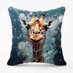 Warren Reed Designer Splashart Giraffe Face Outdoor Cushion 45Cm X 45Cm - thumbnail 1